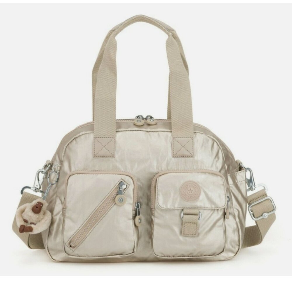 NWT Kipling Women's Defea Tan Nylon Adjustable Crossbody Satchel Shoulder Bag